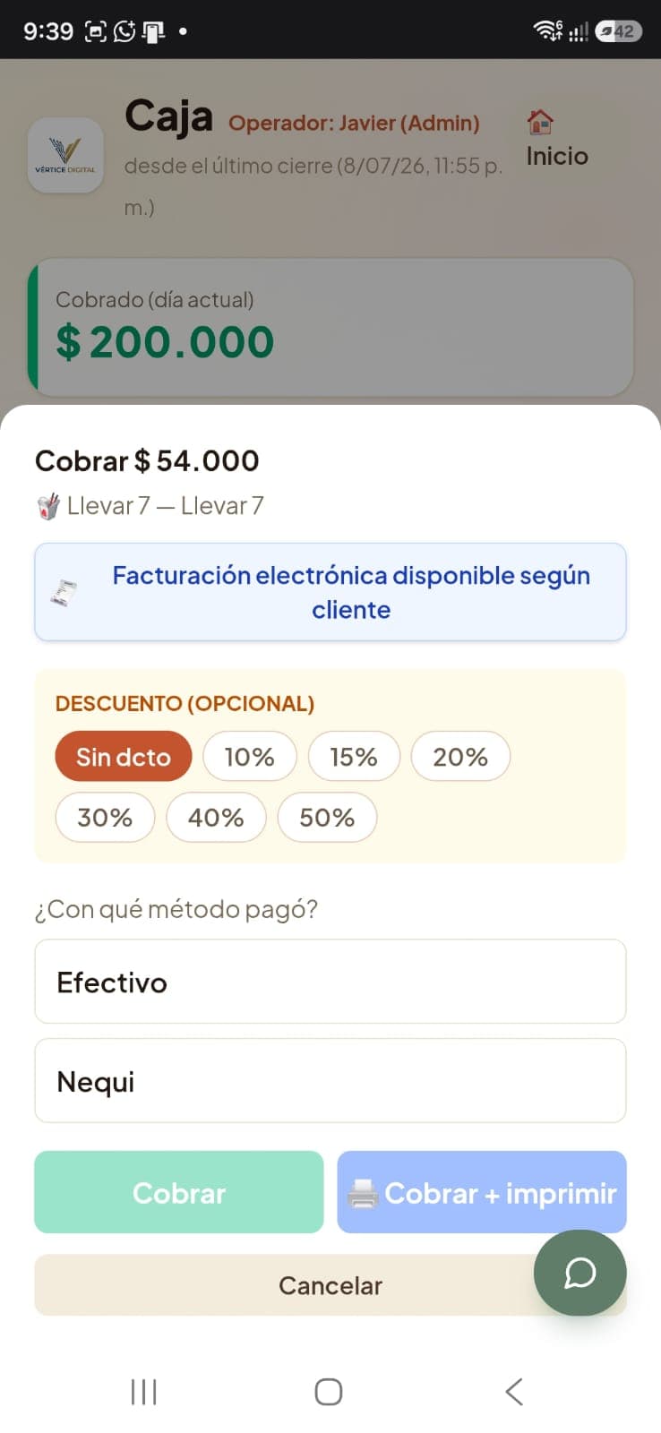 Vértice checkout connected to services and beauty operations